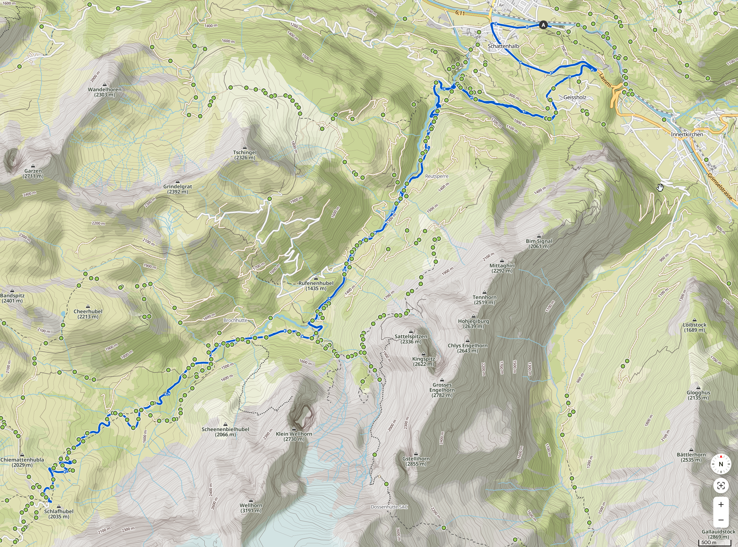 Routenüberblick Rennradtour Meiringen – Grosse Scheidegg im Berner Oberland